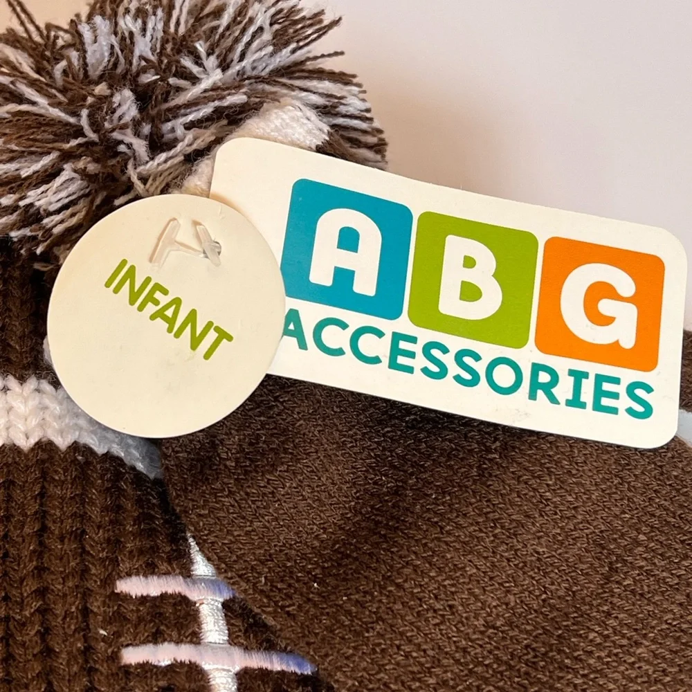 Adorable Football Hat and Mittens by ABG Accessories for Infant.  New with Tags.